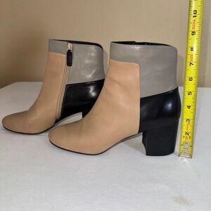 Cole Haan Grand.OS Colorblock Leather Ankle Boots Tan Black Grey 10.5B W08760